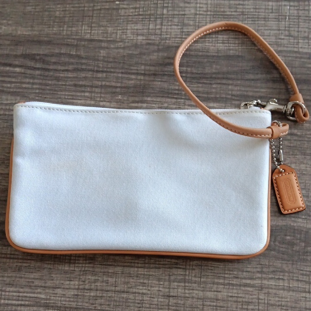 Coach White and Tan Wristlet Clutch - Picture 2 of 9
